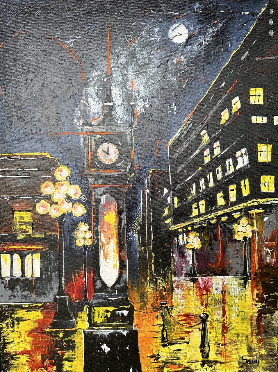 Steam Clock at Night